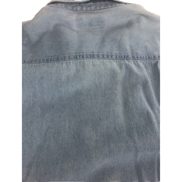 Vintage 90s Tri Mountain‎ Men's Washed Denim Shirt XL Long Sleeve Button Up Blue - Picture 14 of 16